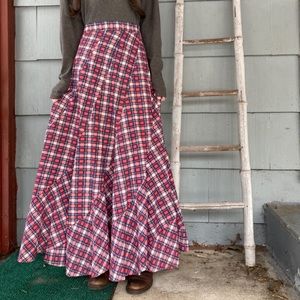 Pink plaid maxi skirt